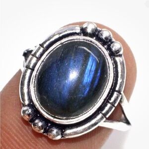 Fiery Labradorite Ring plated in 925 Silver